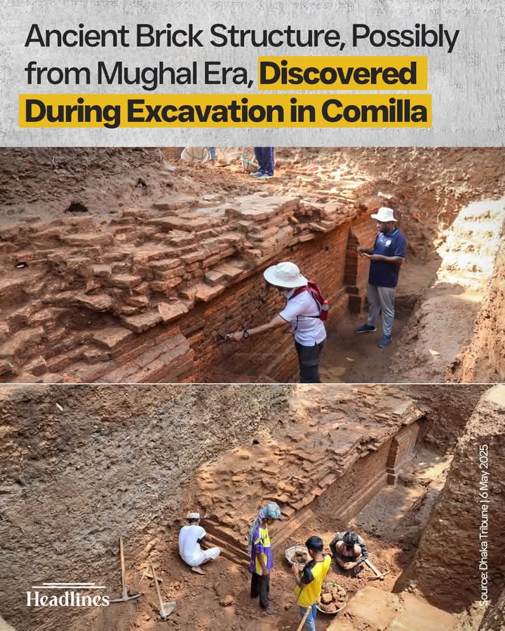 An ancient brick structure was unearthed